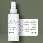 Minimalistisch Botanisch Zwart Wit Room Spray Labe Etiket