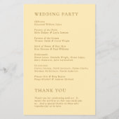 Minimalistisch Boter Geel Budget Trouwprogramma Flyer (Achterkant)