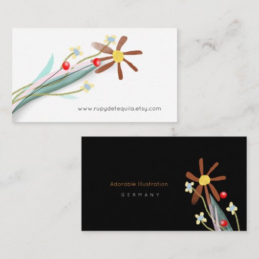 Minimalistisch Bouquet Visitekaartje (Voorkant / Achterkant)