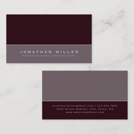Minimalistisch Bourgogne en grijs | Beroepsbeoefen Visitekaartje (Voorkant / Achterkant)