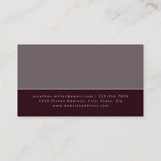 Minimalistisch Bourgogne en grijs | Beroepsbeoefen Visitekaartje (Achterkant)