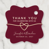 Minimalistisch Bourgogne Weddenschap Hartelijk dan Bedankjes Labels (Achterkant)