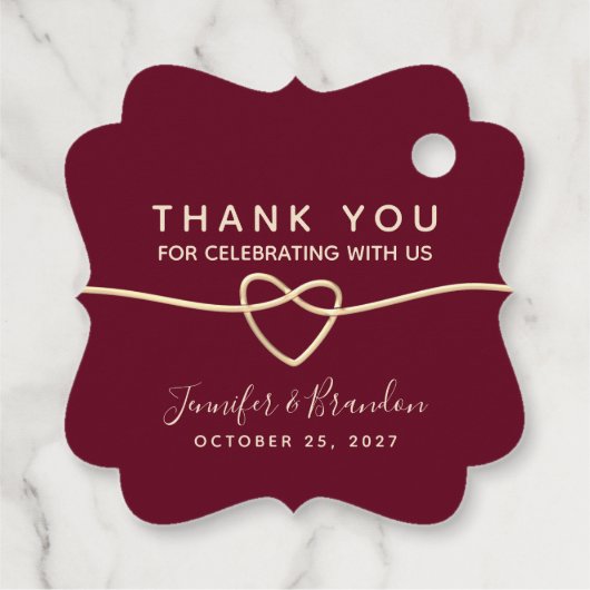 Minimalistisch Bourgogne Weddenschap Hartelijk dan Bedankjes Labels (Achterkant)