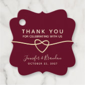 Minimalistisch Bourgogne Weddenschap Hartelijk dan Bedankjes Labels (Voorkant)