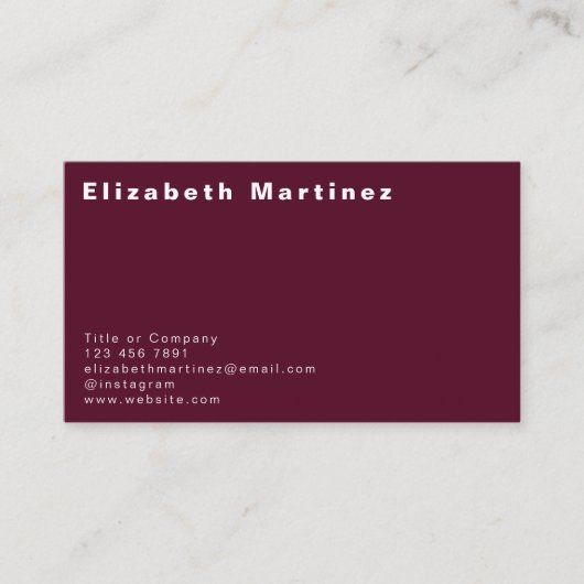 Minimalistisch Bourgondië voor en achter gepersona Visitekaartje (Voorkant)