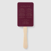 Minimalistisch Bourgondisch Gold Script Trouwprogr Handwaaier (Achterkant)