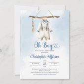 Minimalistisch Boy Blue en White Kleding Baby show Kaart (Voorkant)