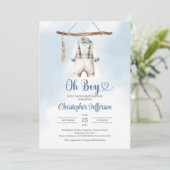 Minimalistisch Boy Blue en White Kleding Baby show Kaart (Staand voorkant)