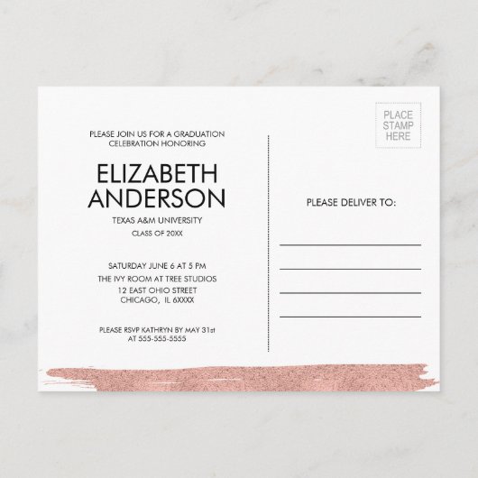 Minimalistisch Briefkaart voor bekendmaking van fo (Achterkant)