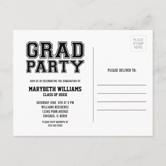 Minimalistisch Briefkaart voor bekendmaking van fo (Achterkant)