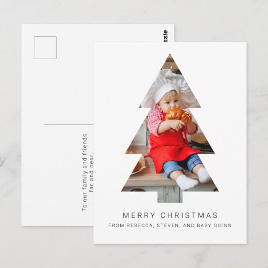 Minimalistisch Briefkaart voor kerstmis met bomen (Voorkant / Achterkant)