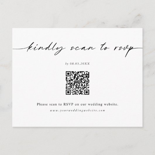 Minimalistisch Briefkaart voor RSVP-streepjescodeb (Voorkant)