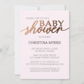 Minimalistisch brons en roze elegant Baby shower Kaart (Voorkant)