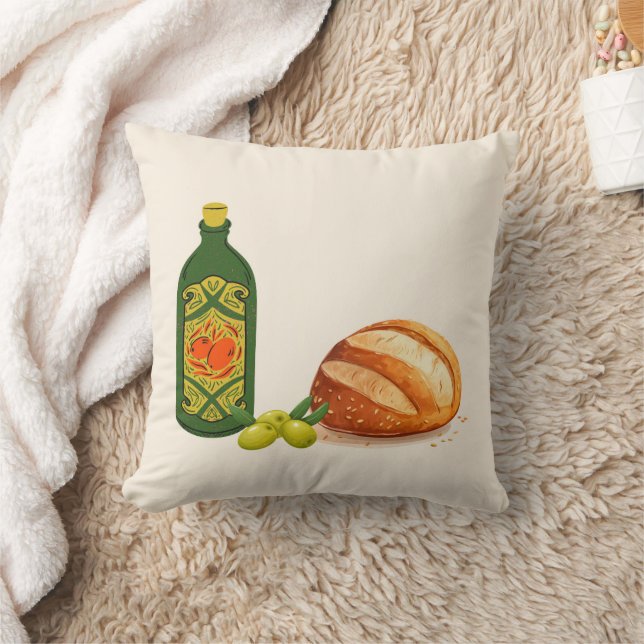 Minimalistisch Brood en Olijfolie Kussen (Deken)