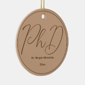 Minimalistisch Brown Mocha Name PhD Afstuderen Keramisch Ornament (Rechts)