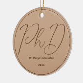 Minimalistisch Brown Mocha Name PhD Afstuderen Keramisch Ornament (Links)