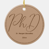 Minimalistisch Brown Mocha Name PhD Afstuderen Keramisch Ornament (Achterkant)