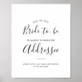 Minimalistisch Bruidsbadvertisement Adres op Envel Poster (Voorkant)