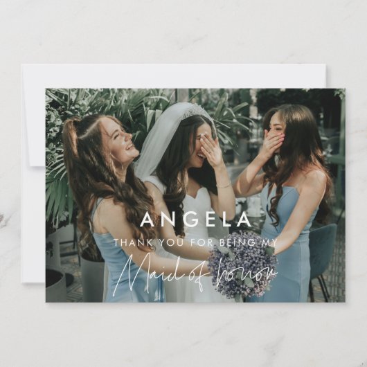 Minimalistisch bruidsmeisje bedankje kaart (Voorkant)