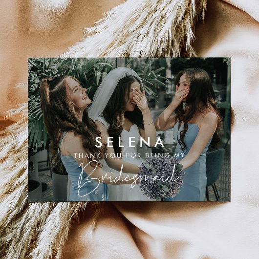 Minimalistisch bruidsmeisje bedankje kaart