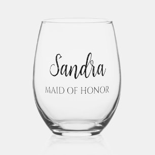 Minimalistisch bruidsmeisje cadeau wijnglas zonder voet