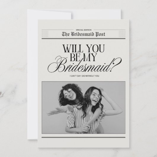 Minimalistisch bruidsmeisje voorstel krant kaart (Voorkant)