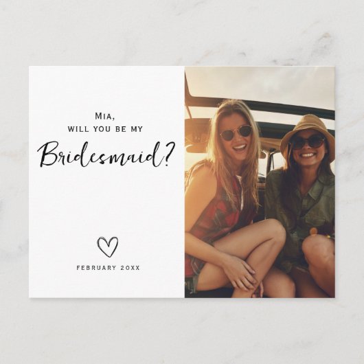 Minimalistisch bruidsmeisje vraagt briefkaart (Voorkant)