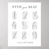 Minimalistisch bruiloft 9 Tafelplaatje Poster (Voorkant)