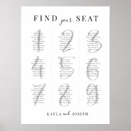 Minimalistisch bruiloft 9 Tafelplaatje Poster