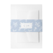 Minimalistisch Bruiloft Botanisch Patroon Blauw Wi Uitnodigingen Wikkel (Voorkant Voorbeeld)