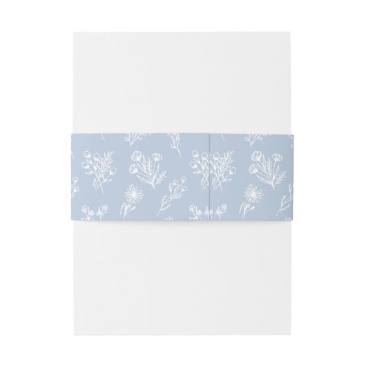 Minimalistisch Bruiloft Botanisch Patroon Blauw Wi Uitnodigingen Wikkel (Achterkant Voorbeeld)