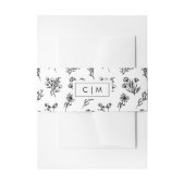 Minimalistisch Bruiloft Botanisch Patroon Zwart + Uitnodigingen Wikkel (Voorkant Voorbeeld)