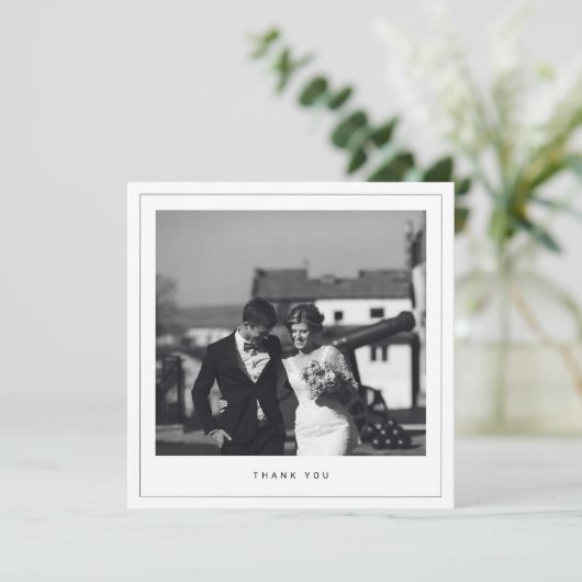 Minimalistisch bruiloft foto vierkant Hartelijk da Bedankkaart (Staand voorkant)