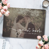 Minimalistisch bruiloft fotoscript monogram | Zwar Gastenboek