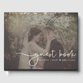 Minimalistisch bruiloft fotoscript monogram | Zwar Gastenboek (Voorkant)