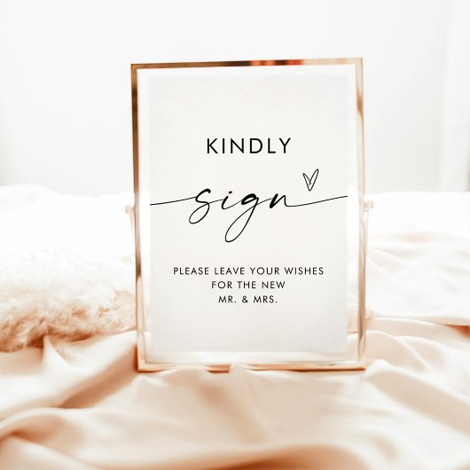 Minimalistisch bruiloft gastenboek teken, 5x7 mode poster