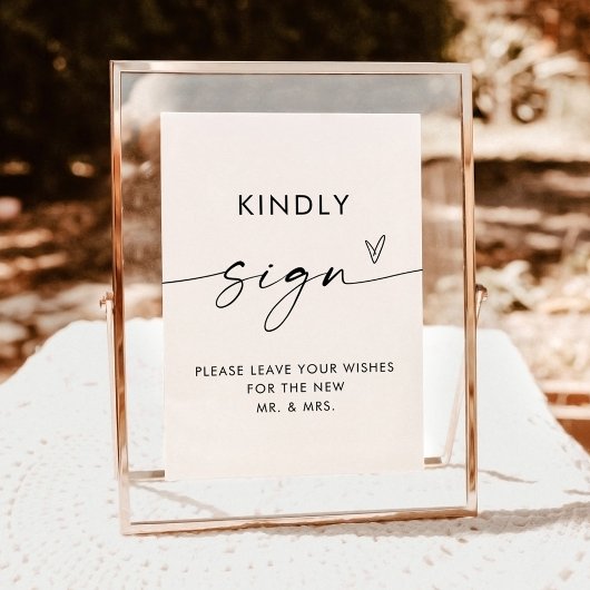 Minimalistisch bruiloft gastenboek teken, 5x7 mode poster