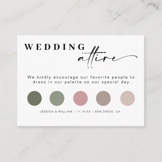 Minimalistisch bruiloft kleding dresscode invoegen informatiekaartje (Voorkant)