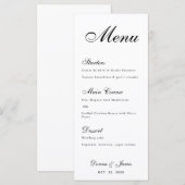 Minimalistisch bruiloft menu - Eenvoudig zwart-wit (Voorkant / Achterkant)