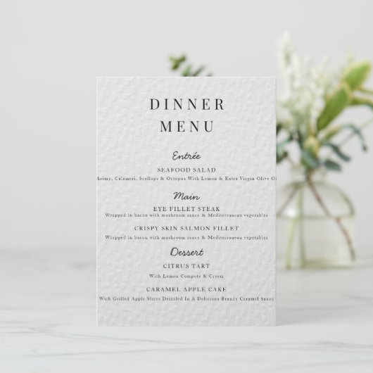 Minimalistisch Bruiloft Menu Poster Eenvoudig Brui (Staand voorkant)