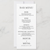 Minimalistisch Bruiloft Menu Script Receptie Diner Kaart (Voorkant)