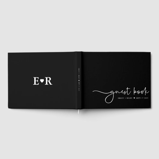 Minimalistisch Bruiloft Modern Script Monogram | Z Gastenboek (Volledig)