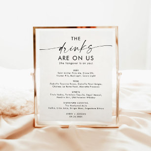 Minimalistisch bruiloft open bar teken   Grappig b Poster