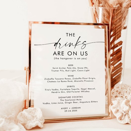 Minimalistisch bruiloft open bar teken | Grappig b Poster