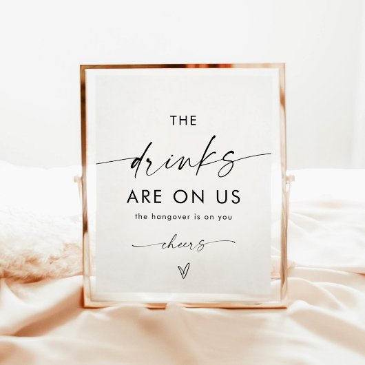 Minimalistisch bruiloft open bar teken | Grappig b Poster