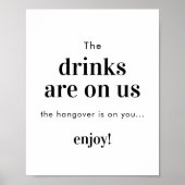 Minimalistisch bruiloft open bar teken | Grappig b Poster (Voorkant)