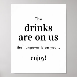 Minimalistisch bruiloft open bar teken   Grappig b Poster
