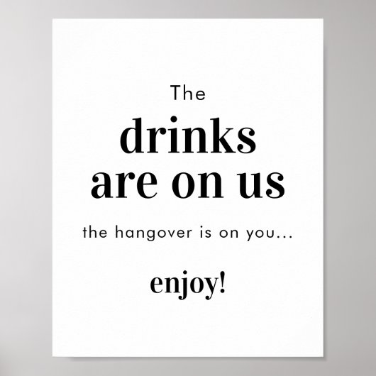 Minimalistisch bruiloft open bar teken | Grappig b Poster (Voorkant)