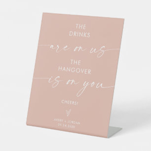 Minimalistisch bruiloft open bar teken   Grappige  Reclamebord Met Voetstuk