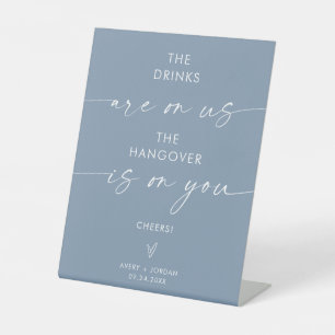 Minimalistisch bruiloft open bar teken Grappige Reclamebord Met Voetstuk